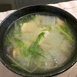 厚揚げと水菜のお味噌汁